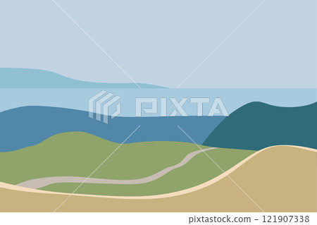 Minimal abstract landscape mountain, minimal flat style 121907338