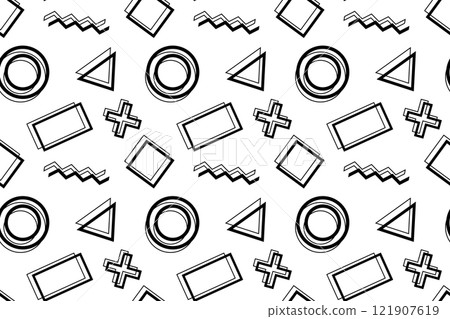 Monochrome Geometric Pattern with Abstract Shapes for Coloring Monochrome Geometric Pattern with Abstract Shapes for Coloring 121907619