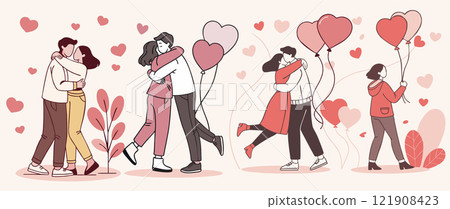 Happy male and female lovers embrace. Happy male and female lovers embrace. 121908423