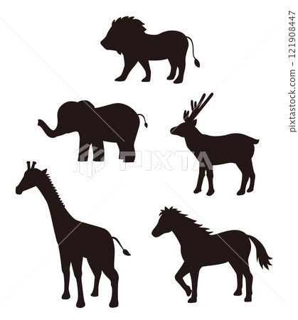 Wild animal silhouette illustration set 121908447