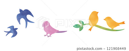 水彩風格的彩色鳥圖集 121908449