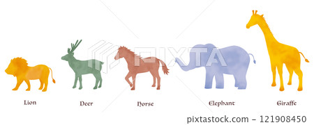 Set of colorful wild animal illustrations in watercolor style Set of colorful wild animal illustrations in watercolor style 121908450
