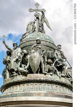 Bronze monument "Millennium of Russia" in honor of the millennial anniversary of the vocation of the Varangians to Russia in Novgorod Kremlin. Built in 1862 Bronze monument "Millennium of Russia" in honor of the millennial anniversary of the vocation of the Varangians to Russia in Novgorod Kremlin. Built in 1862 121908768