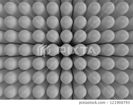 3D illustration of aligned blunt poles 3D illustration of aligned blunt poles 121908793