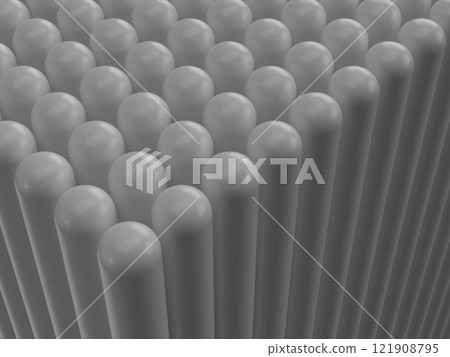 3D illustration of aligned blunt poles 121908795