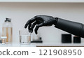 Robotic hand reaching for a glass of water in a caregiving context. AI-assisted care, technological empathy, human-AI collaboration, and ethical innovation. 121908950