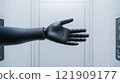 Showcasing advanced biomechatronic prosthetic hand with adaptive materials in a futuristic lab setting 121909177