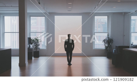 Collaborative environment in a digital art studio showcasing interactive technology and creative energy among artists and AI 121909182