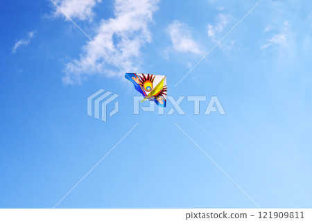 Kite flying in the blue sky, kite flying in the sky, kite flying, image material, New Year's card material 121909811