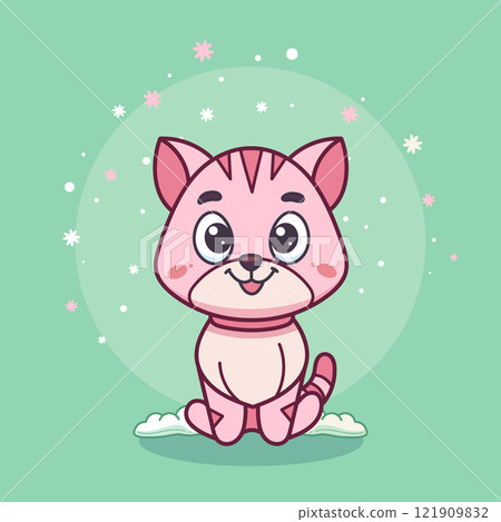 Adorable pet sitting on cloud Adorable pet sitting on cloud 121909832