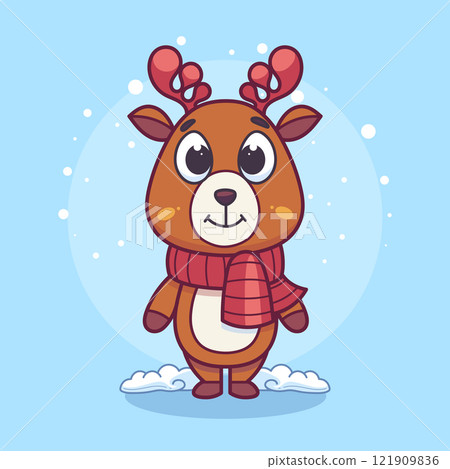 Illustration happy cartoon christmas deer 121909836