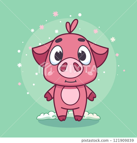 cute cartoon pig on cloud cute cartoon pig on cloud 121909839