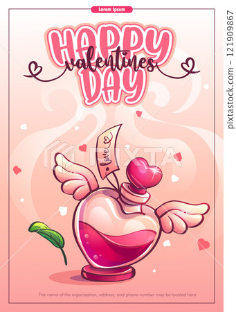 Valentine Day card with a love potion Valentine Day card with a love potion 121909867