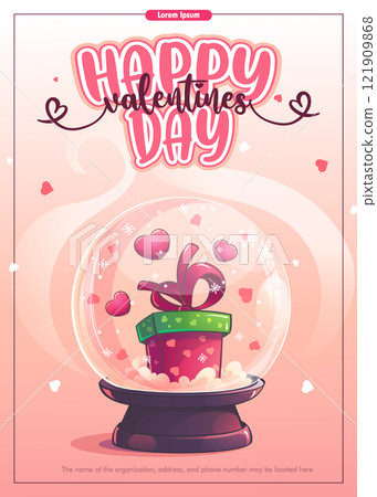 Valentine Day card with a snow globe 121909868