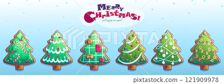 Kit of Christmas and New Year Christmas tree 121909978