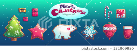 Set of Christmas New Year characters and objects 121909980