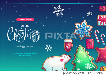 Merry Christmas postcard vector background Merry Christmas postcard vector background 121909992
