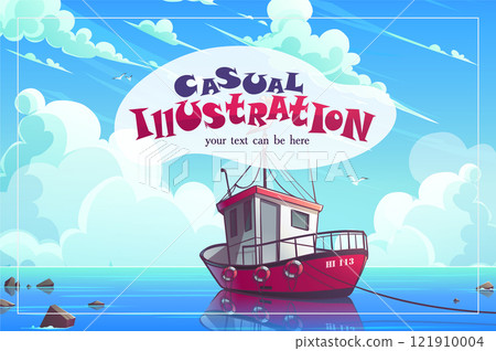 Casual illustration Fishing boat at sea 121910004