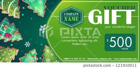 Vector illustration - Gift green voucher template Vector illustration - Gift green voucher template 121910011