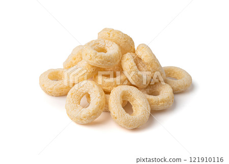 Cereal Rings Isolated, Breakfast Rice Loops, Corn Cereals Snack 121910116