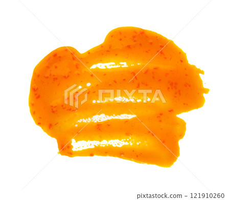 Nuoc Cham Orange Sauce Isolated, Red Asian Jelly Dip Smear, Hot Pepper Vietnamese Sauce 121910260