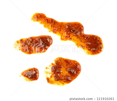 Nuoc Cham Orange Sauce Isolated, Red Asian Jelly Dip Smear, Hot Pepper Vietnamese Sauce 121910261