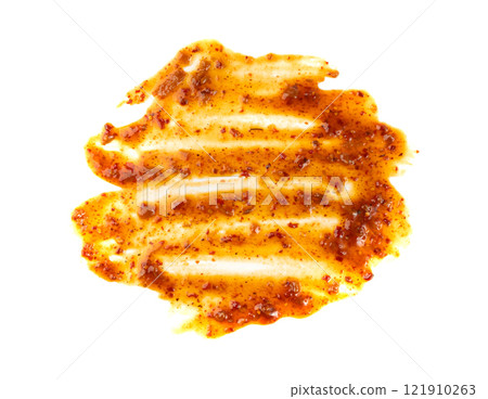 Nuoc Cham Orange Sauce Isolated, Red Asian Jelly Dip Smear, Hot Pepper Vietnamese Sauce 121910263