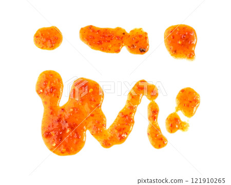 Nuoc Cham Orange Sauce Isolated, Red Asian Jelly Dip Smear, Hot Pepper Vietnamese Sauce 121910265