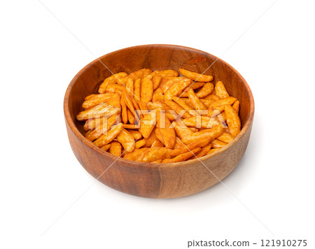 Senbei isolated, kaki no tane rice cracker, japanese crispy snack, sembei, okaki, Asian baked sweets 121910275