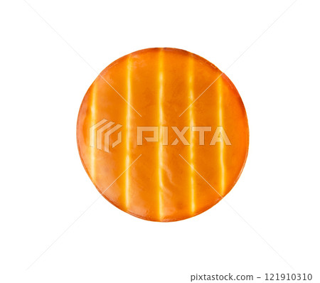 Smoked Round Cheese Isolated, Camel Milk Cheese, Mountain Snack, Sheep Milk Product on White Smoked Round Cheese Isolated, Camel Milk Cheese, Mountain Snack, Sheep Milk Product on White 121910310