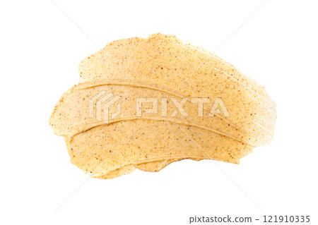 Apricot Scrub Smear Isolated, Body Peeling Cream Sample, Organic Exfoliate Face Mask, Sugar Scrub Smear 121910335