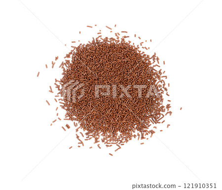 Candy Sprinkle Pile, Donut Chocolate Sprinkles Isolated, Sweet Brown Glaze Decoration, Chocolate Vermicelli 121910351