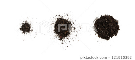 Succulent soil isolated. Dried dry dirt, ground pile, manure soil, arid dirt, natural black turf, dirty earth texture Succulent soil isolated. Dried dry dirt, ground pile, manure soil, arid dirt, natural black turf, dirty earth texture 121910392