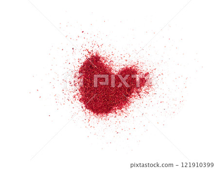 Sumac Powder Isolated, Red Sumach Ground Seasoning, Dry Sumak, Crushed Typhina Seeds Sumac Powder Isolated, Red Sumach Ground Seasoning, Dry Sumak, Crushed Typhina Seeds 121910399