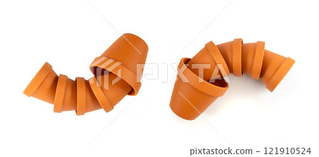 Empty terracotta flower pots, clay garden vase, brown ceramic plant container, garden pottery earthenware 121910524