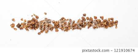 Chocolate Granola Pile Isolated, Cocoa Muesli Breakfast, Crunchy Cereals, Oatmeal Muesli 121910674