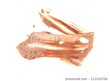 Melted chocolate ice cream isolated, real melting cocoa icecream drops, chocolate ice stain Melted chocolate ice cream isolated, real melting cocoa icecream drops, chocolate ice stain 121910708