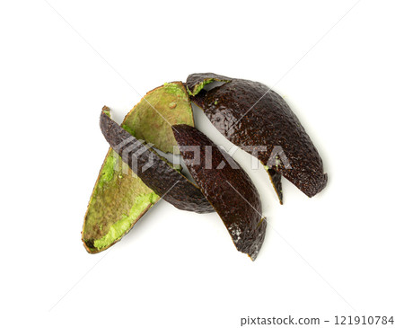 Hass Avocado Peel Isolated, Whole Sharwil Peelings, Brown Avocados Shell, Fresh Alligator Pear Skin 121910784