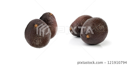 Hass Avocado Isolated, Whole Sharwil Brown Avocados Pile, Fresh Alligator Pear, Persea Americana Hass Avocado Isolated, Whole Sharwil Brown Avocados Pile, Fresh Alligator Pear, Persea Americana 121910794