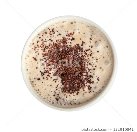 Hot Chocolate Cup, Cacao Mug, Cocoa Beverage, Christmas Drink Glass with Foam, Healthy Breakfast 121910841