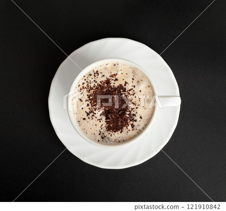 Hot Chocolate Cup, Cacao Mug, Cocoa Beverage, Christmas Drink Glass with Foam, Healthy Breakfast 121910842