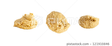 Hummus Smear Isolated, Houmous Dip, Tahini Sauce, Hummus Spread on White Background 121910846