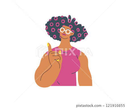 Thinking people, modern flat vector concept illustration- woman standing thoughtfully, looking upwards. Metaphor for reflection, analysis, introspection, contemplation, deep thought 121910855