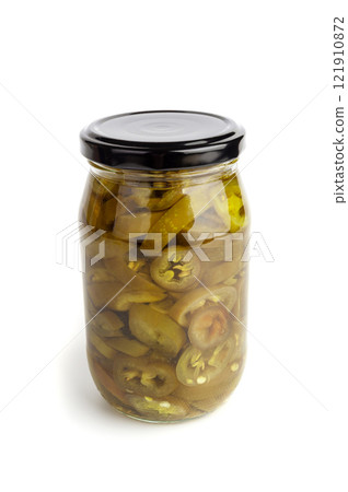 Pickled Jalapeno, Marinated Green Jalapenos, Hot Mexican Pepper Slices, Pickled Green Jalapeno 121910872