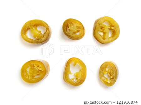 Pickled Jalapeno, Marinated Green Jalapenos, Hot Mexican Pepper Slices, Pickled Green Jalapeno 121910874