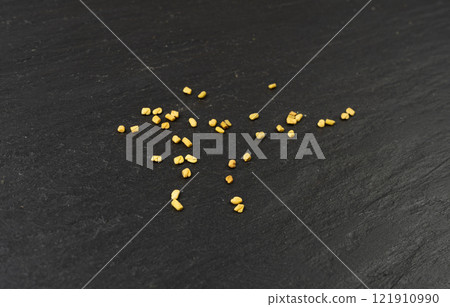 Fenugreek Seeds Isolated, Dry Trigonella, Spicy Methi Dana Grains, Indian Kitchen Seasoning Ingredient 121910990