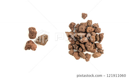 Volcano Stone Isolated, Red Volcanic Pumice, a Cold Piece of Lava, Basalt Extrusive Igneous Rock 121911060