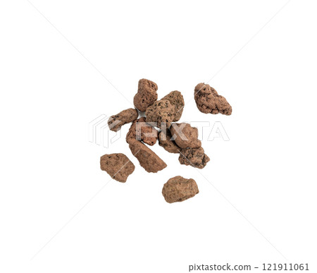 Volcano Stone Isolated, Red Volcanic Pumice, a Cold Piece of Lava, Basalt Extrusive Igneous Rock 121911061