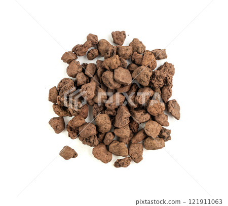 Volcano Stone Isolated, Red Volcanic Pumice, a Cold Piece of Lava, Basalt Extrusive Igneous Rock 121911063