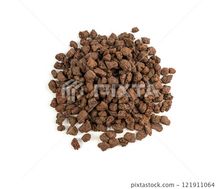 Volcano Stone Isolated, Red Volcanic Pumice, a Cold Piece of Lava, Basalt Extrusive Igneous Rock 121911064